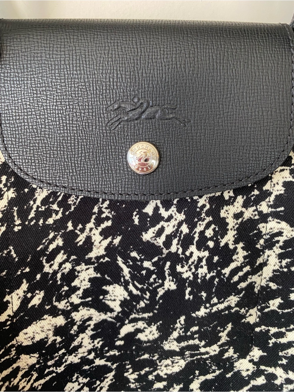 Longchamp Le Pliage Appaloosa Black White Coated Canvas Crossbody Bag Small - Picture 8 of 15